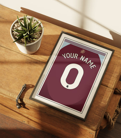Aston Villa Shirt 24/25 Customisable Poster