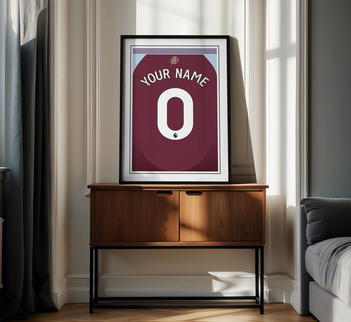 Aston Villa Shirt 24/25 Customisable Poster