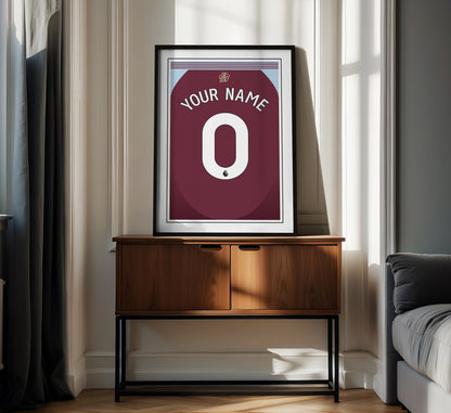 Aston Villa Shirt 24/25 Customisable Poster