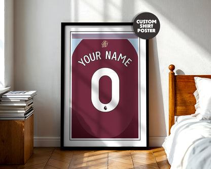 Aston Villa Shirt 24/25 Customisable Poster